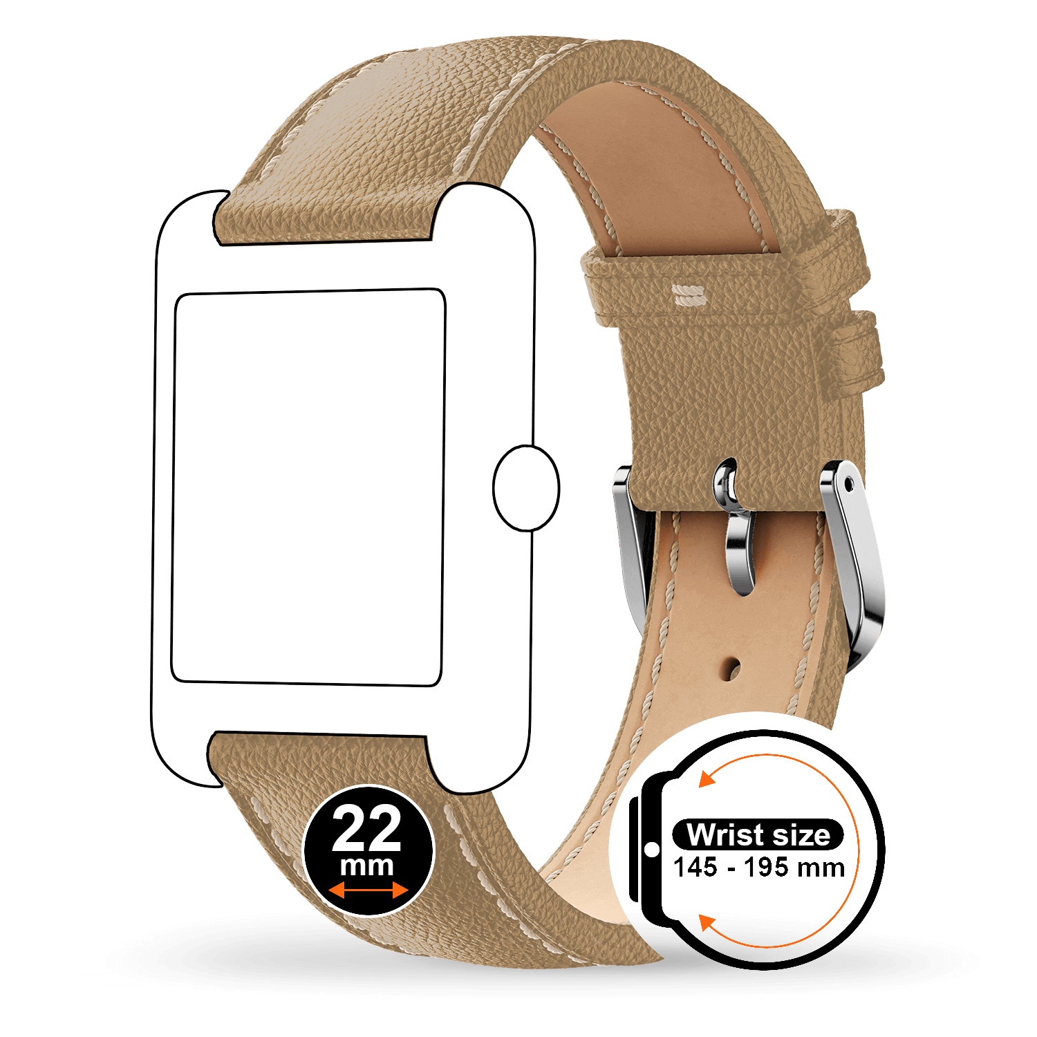 ice-watch-bracelet-cuir-22mm-beige-surpiqu-pour-ice-smart-tks-2-0 image 2
