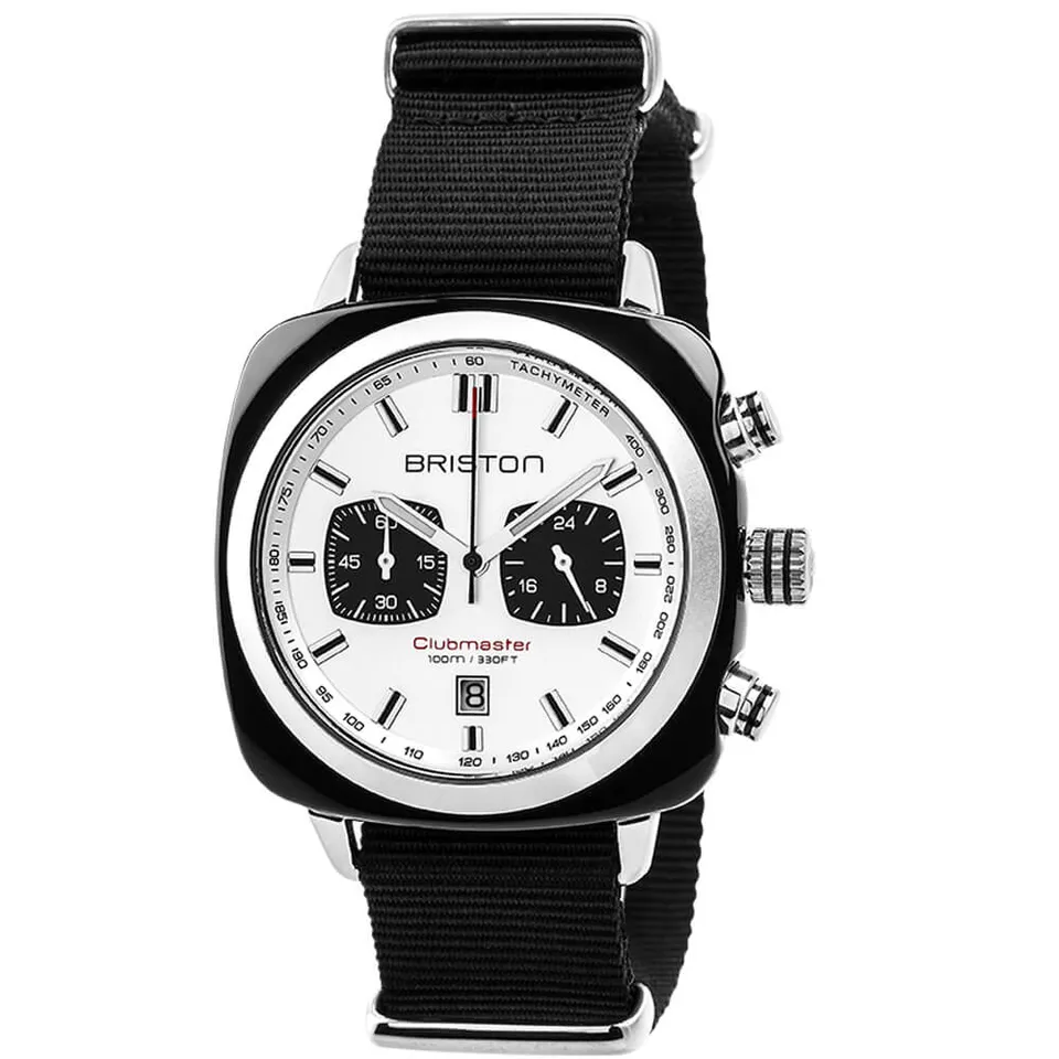 briston-clubmaster-sport-chronographe-42-mm-ac-tate-noir-cadran-blanc image 1