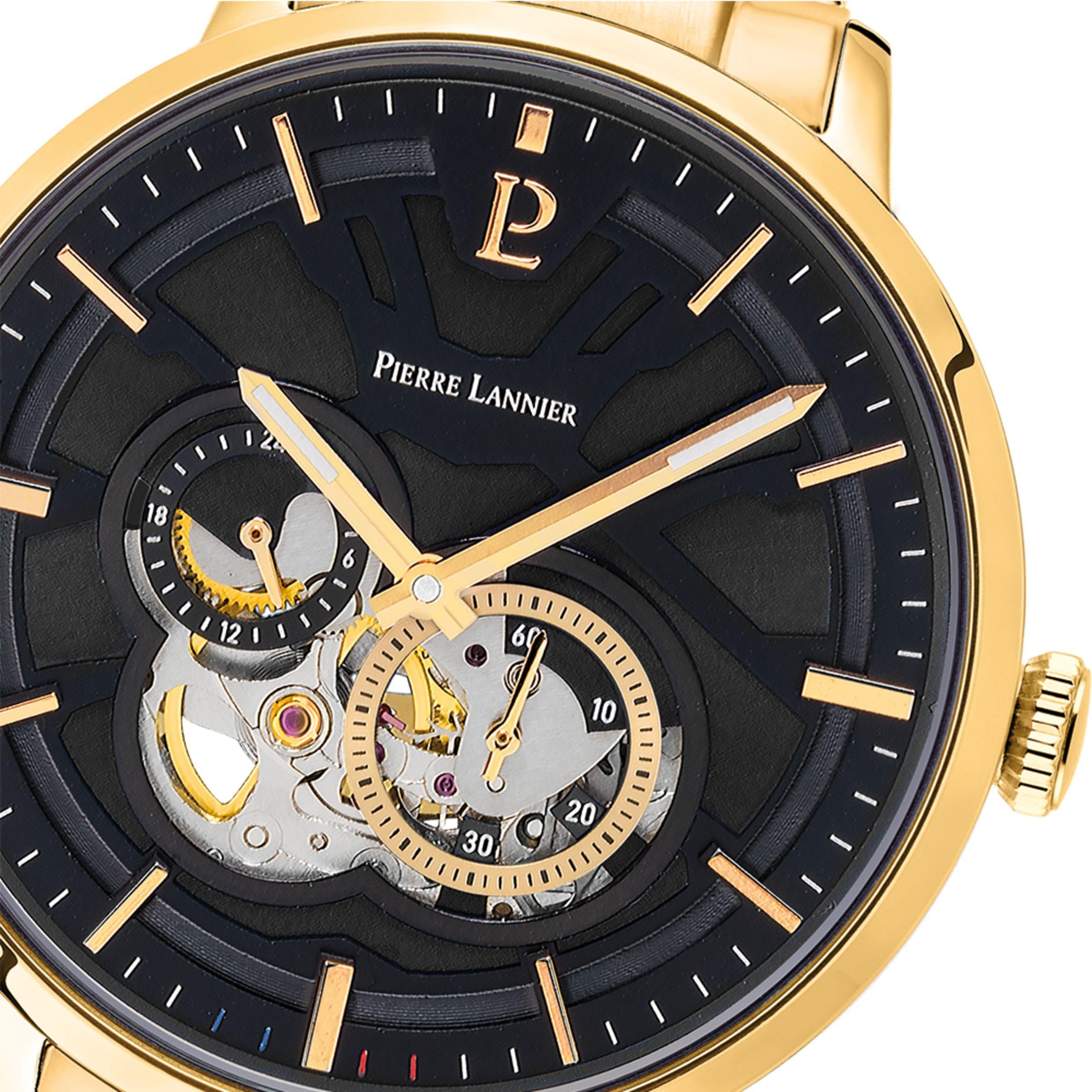 pierre-lannier-trio-montre-homme-cadran-noir-bracelet-acier-dor image 3