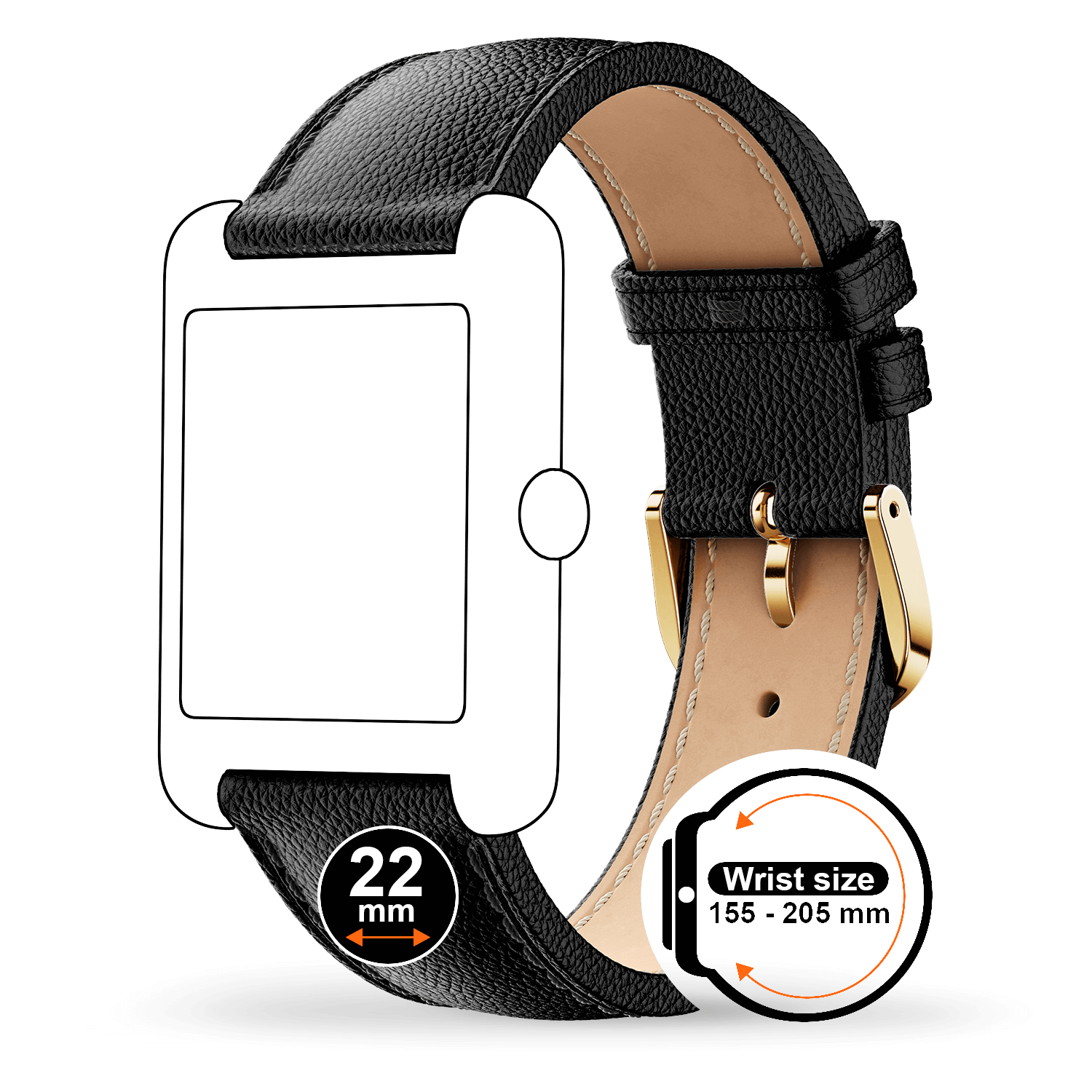 ice-watch-band-leather-22mm-bracelet-cuir-noir-pour-ice-smart-tks-2-0 image 2