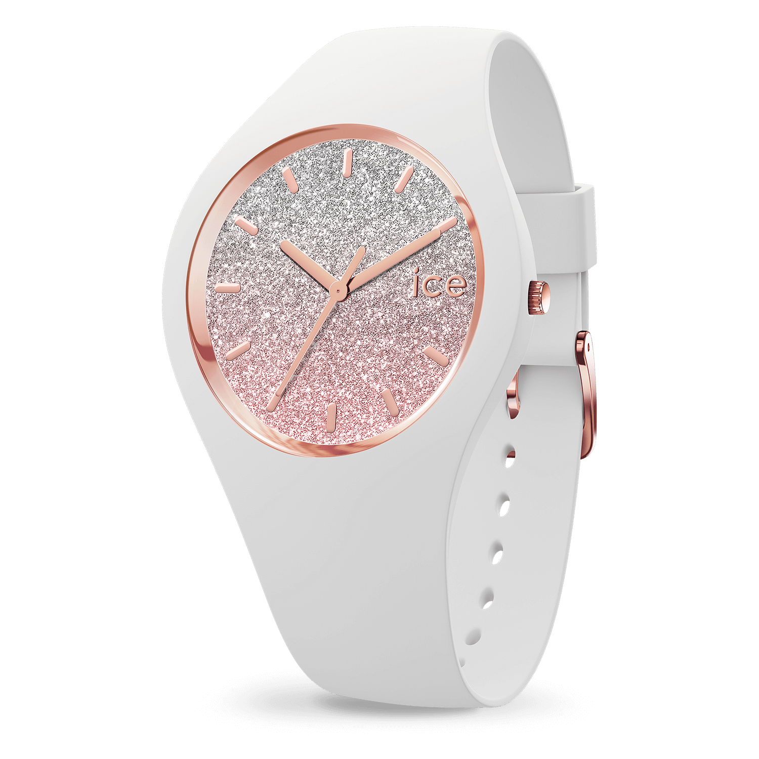 ice-watch-ice-lo-montre-femme-blanche-silicone-rose-gold-paillet-e image 1