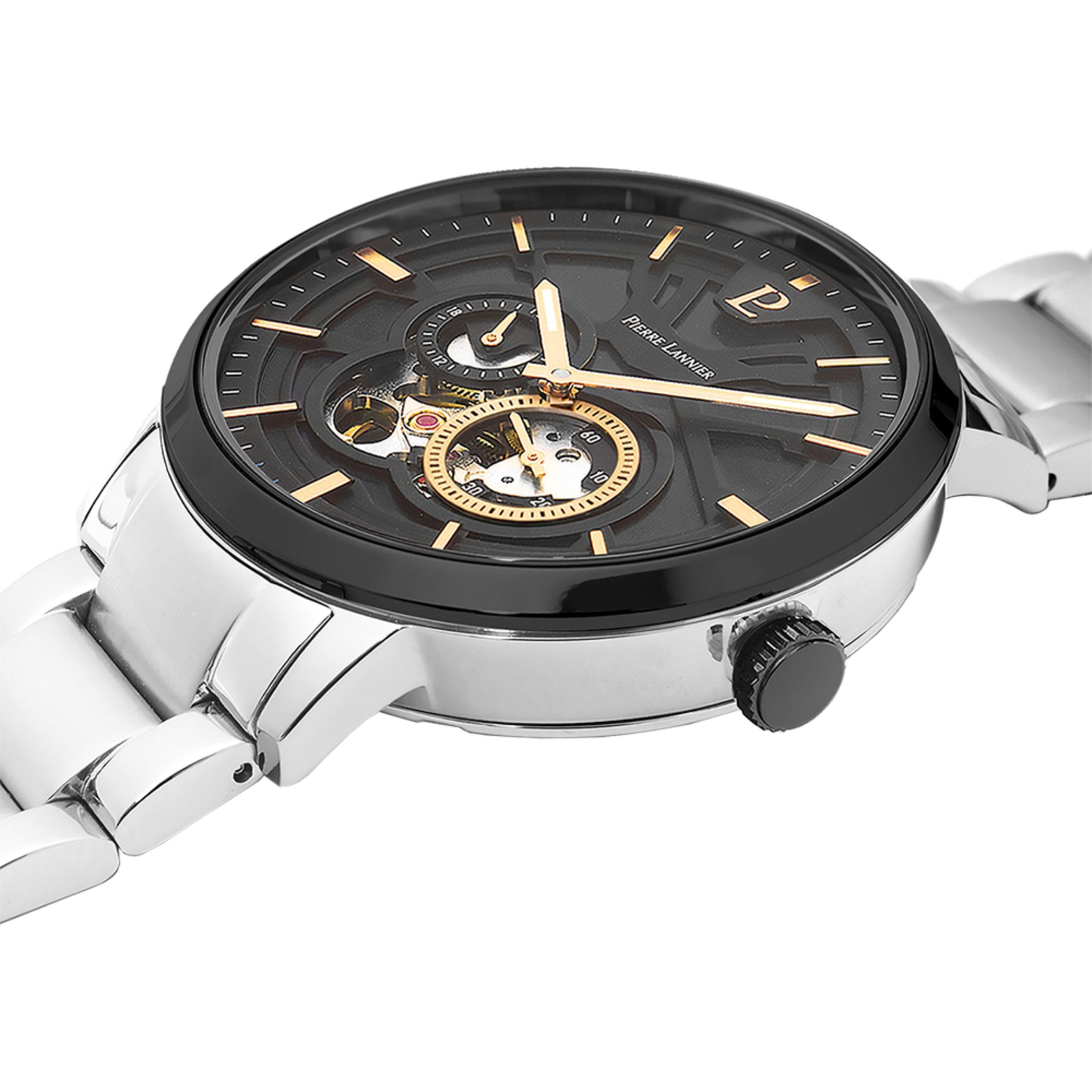 pierre-lannier-trio-automatique-montre-acier-inoxydable-42-mm-tanche-5-atm image 2