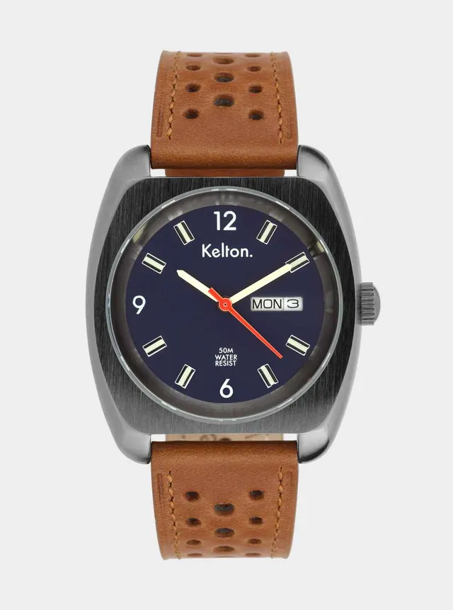 kelton-rc-22-montre-navy-jour-date-bracelet-rally-cuir image 1