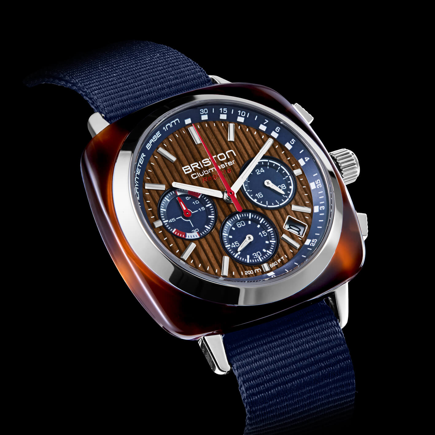 briston-clubmaster-regatta-chrono-42-mm-noyer-bleu image 2