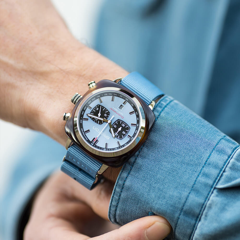 briston-clubmaster-sport-chrono-montre-quartz-42-mm-bleu-glacier image 2