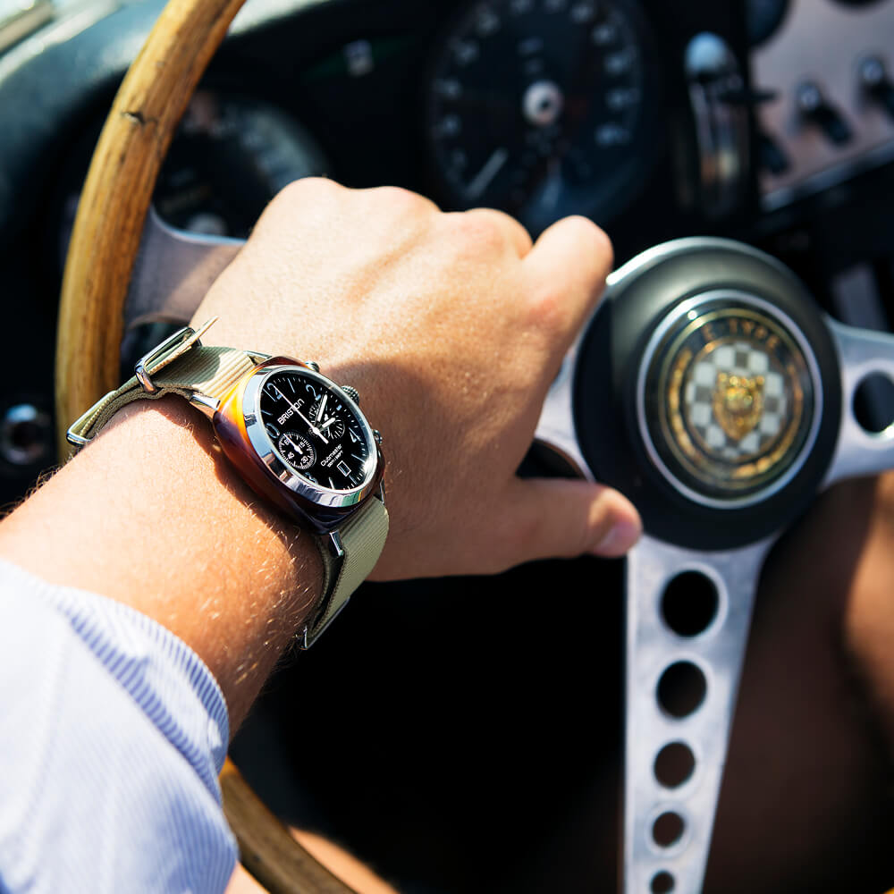 briston-clubmaster-classic-chrono-40-mm-quartz-noir-kaki-acier image 3