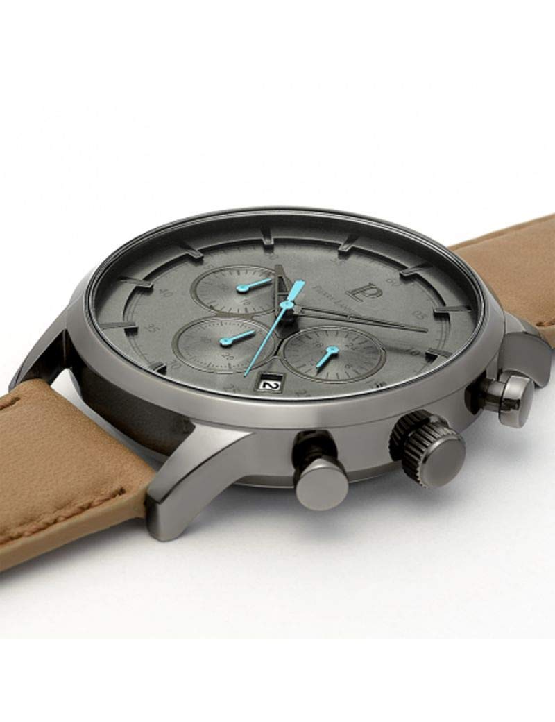 pierre-lannier-dune-227f484-montre-homme-chronographe-acier-gris-43-mm-cuir-sabl image 2