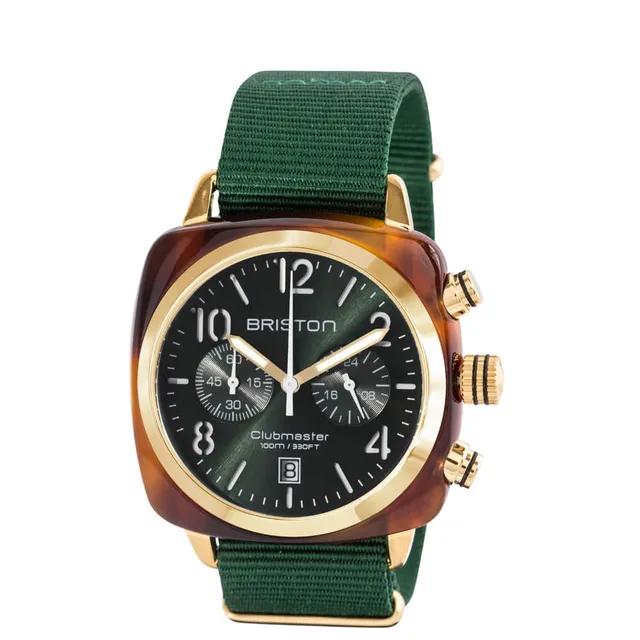 briston-clubmaster-classic-chrono-40-mm-gold-cadran-vert-anglais image 1