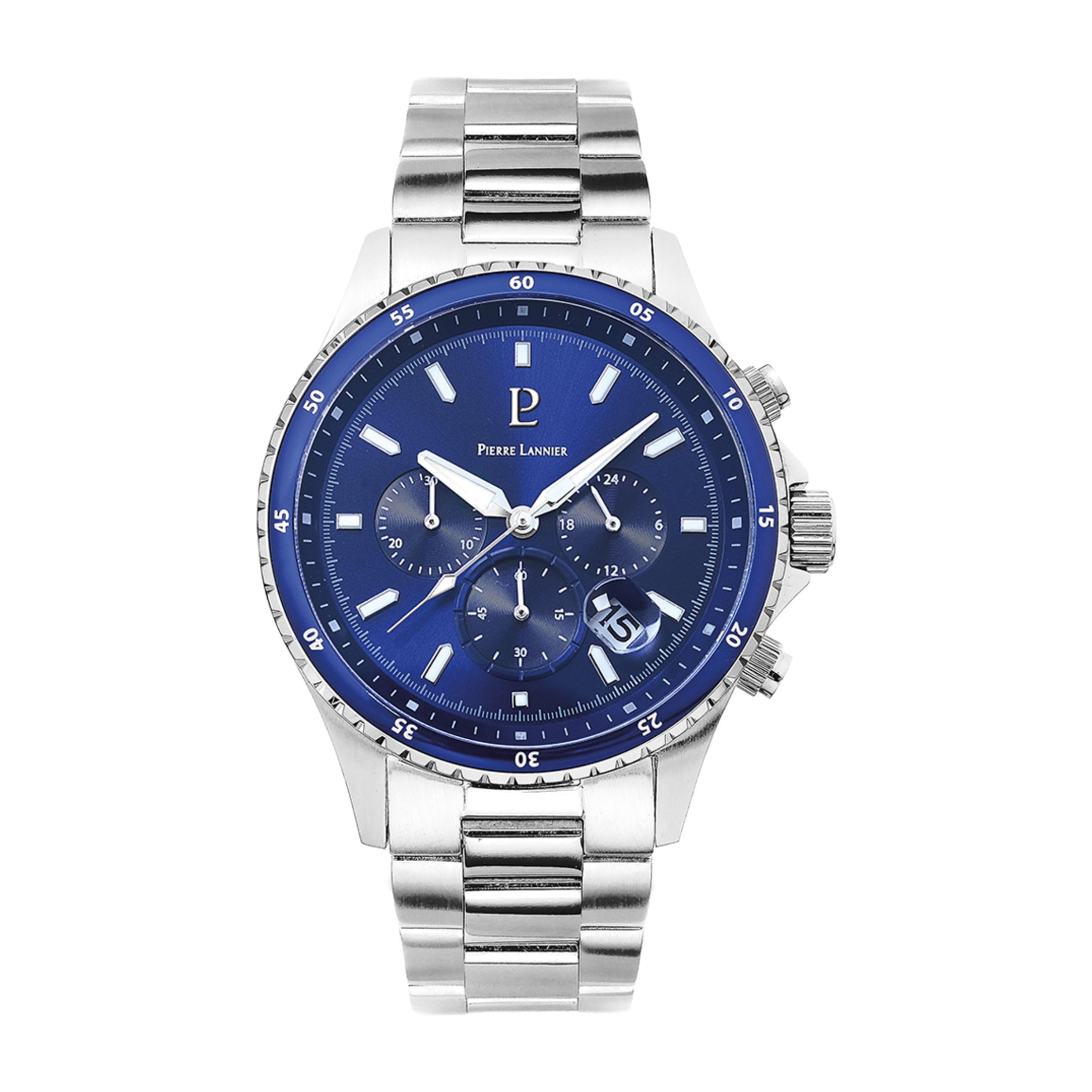 pierre-lannier-cronos-chronographe-bleu-43-5-mm-acier-10-atm-montre-quartz image 1