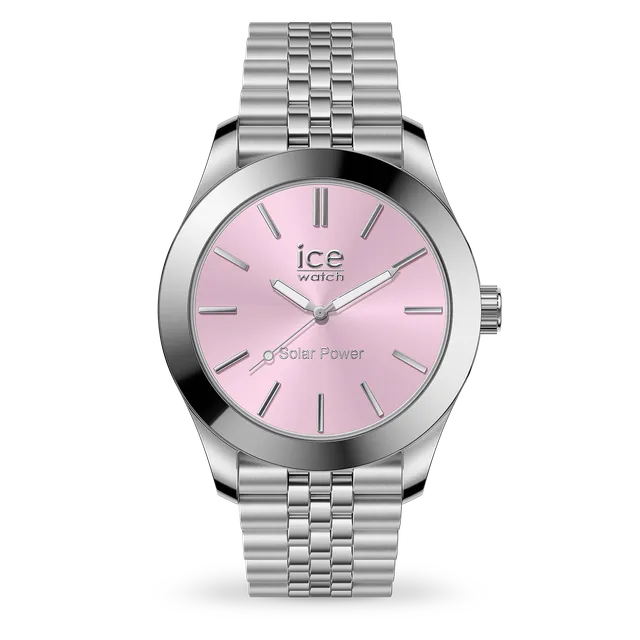 ice-watch-ice-steel-solar-montre-femme-silver-light-pink-solaire image 1
