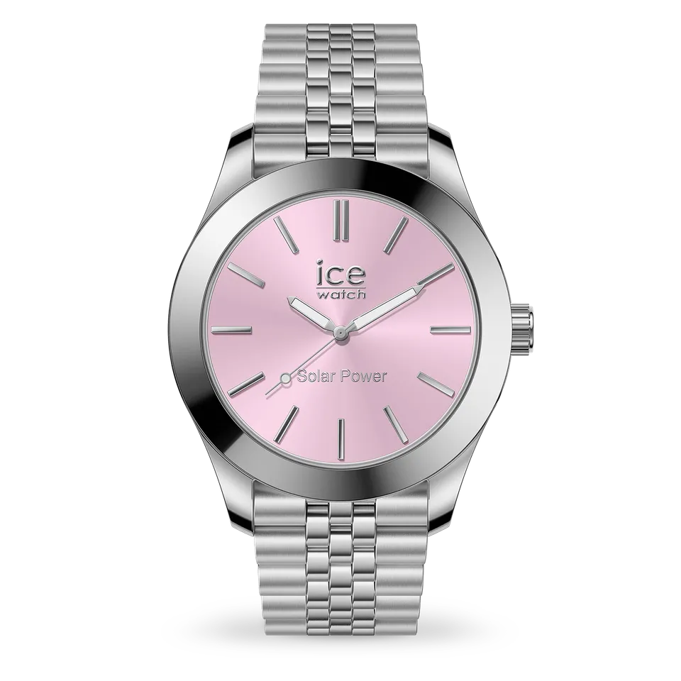 ice-watch-ice-steel-solar-montre-femme-silver-light-pink-solaire image 1