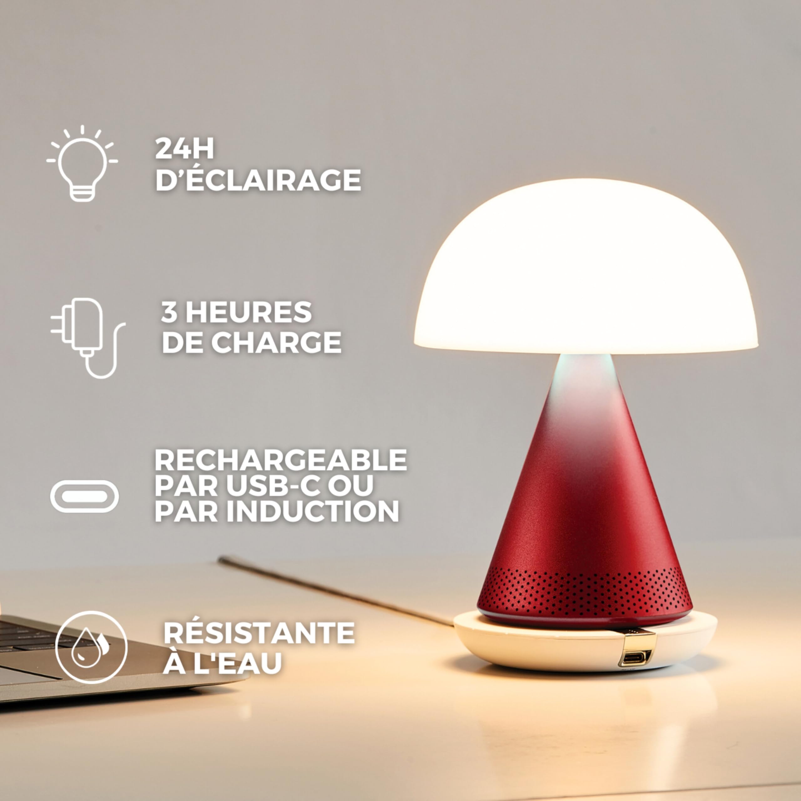 lexon-mina-l-audio-lampe-champignon-enceinte-bluetooth-alu-poli image 5