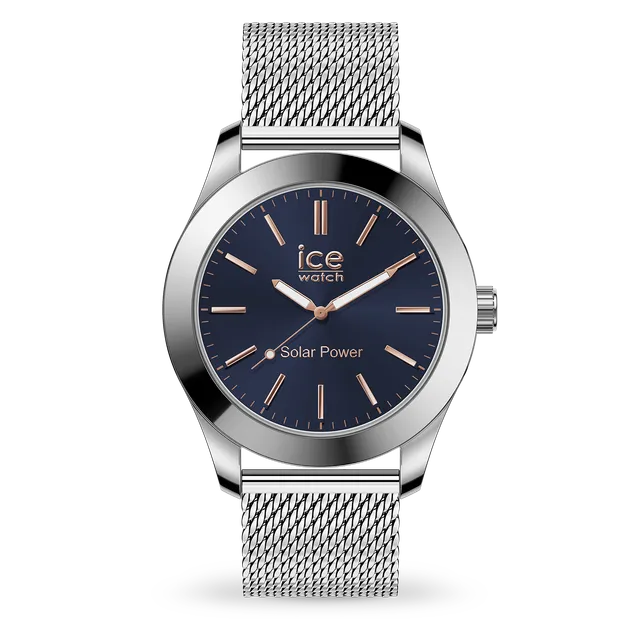 ice-watch-ice-steel-solar-silver-dark-blue-montre-solaire-acier-maille image 1