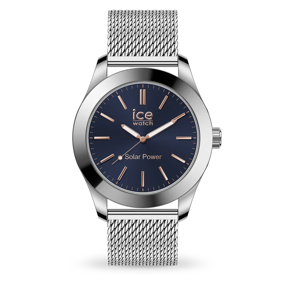 ice-watch-ice-steel-solar-silver-dark-blue-montre-solaire-acier-maille image 1
