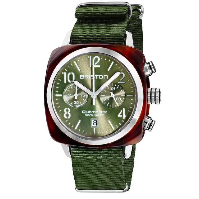 briston-clubmaster-classic-chrono-40-mm-vert-olive-quartz image 1