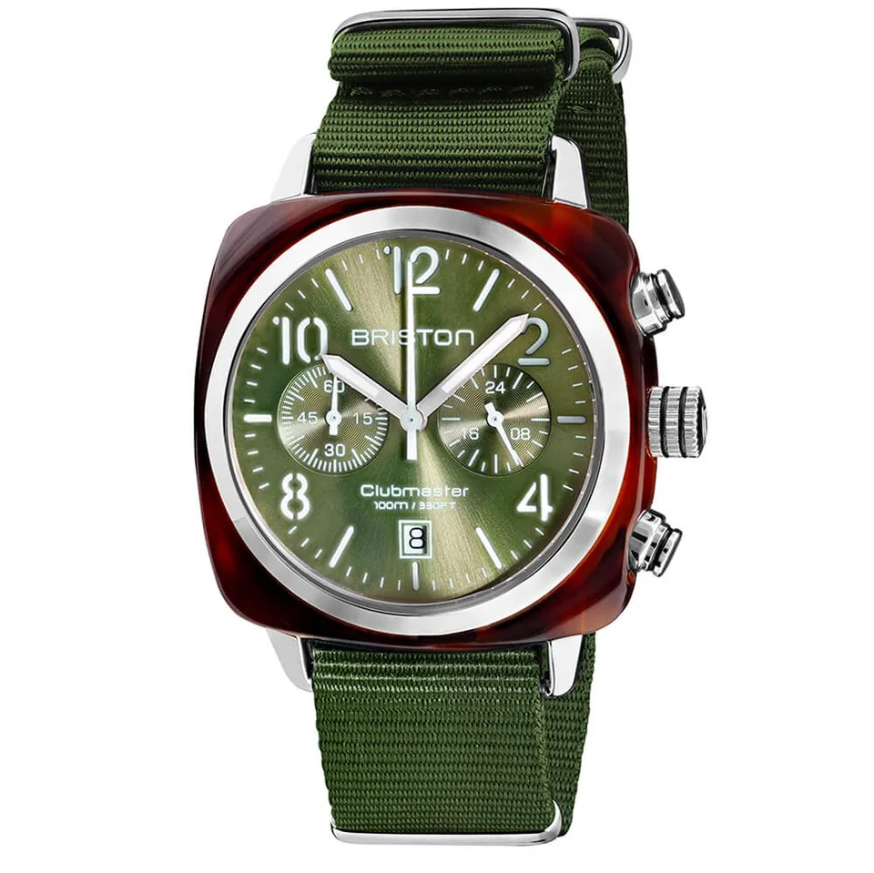 briston-clubmaster-classic-chrono-40-mm-vert-olive-quartz image 1