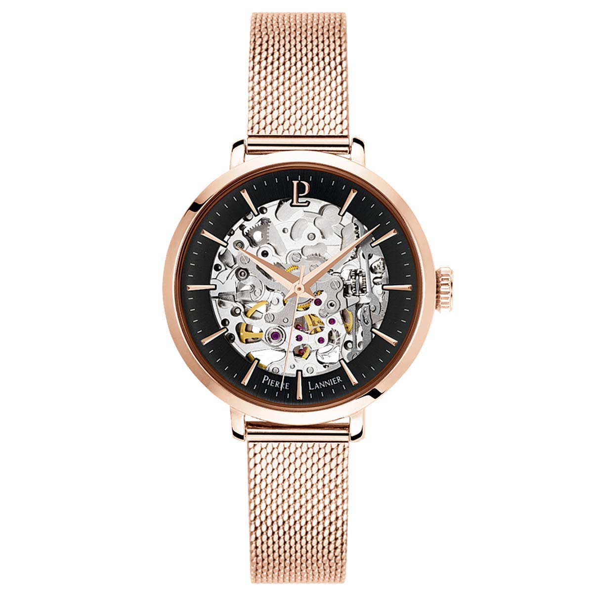 pierre-lannier-313b938-montre-femme-automatique-35-mm-acier-rose image 1