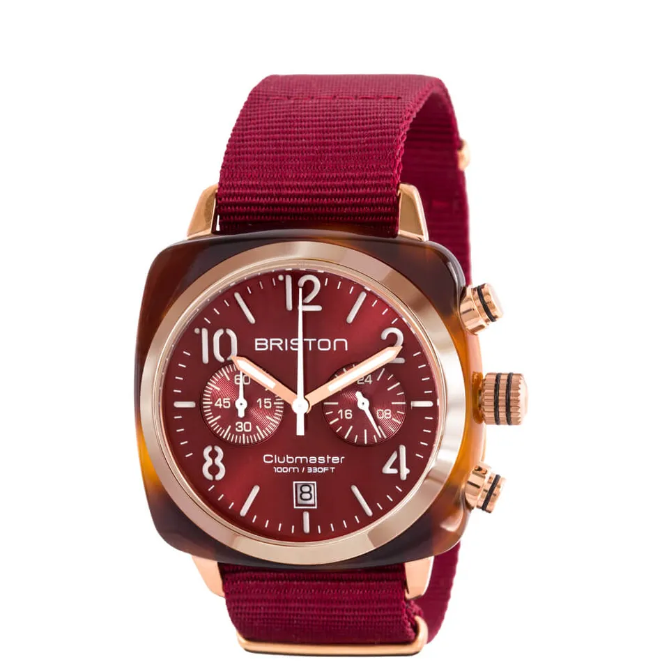 briston-clubmaster-classic-chrono-40-mm-rose-gold-cadran-rouge image 1