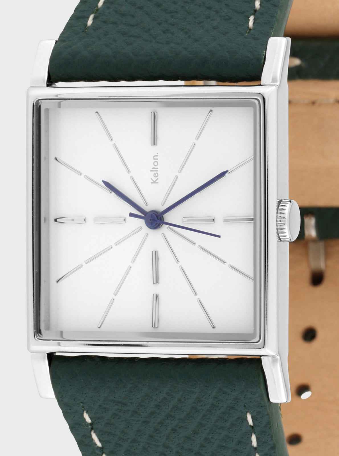 kelton-astre-montre-carr-e-argent-bracelet-epsom-green image 3