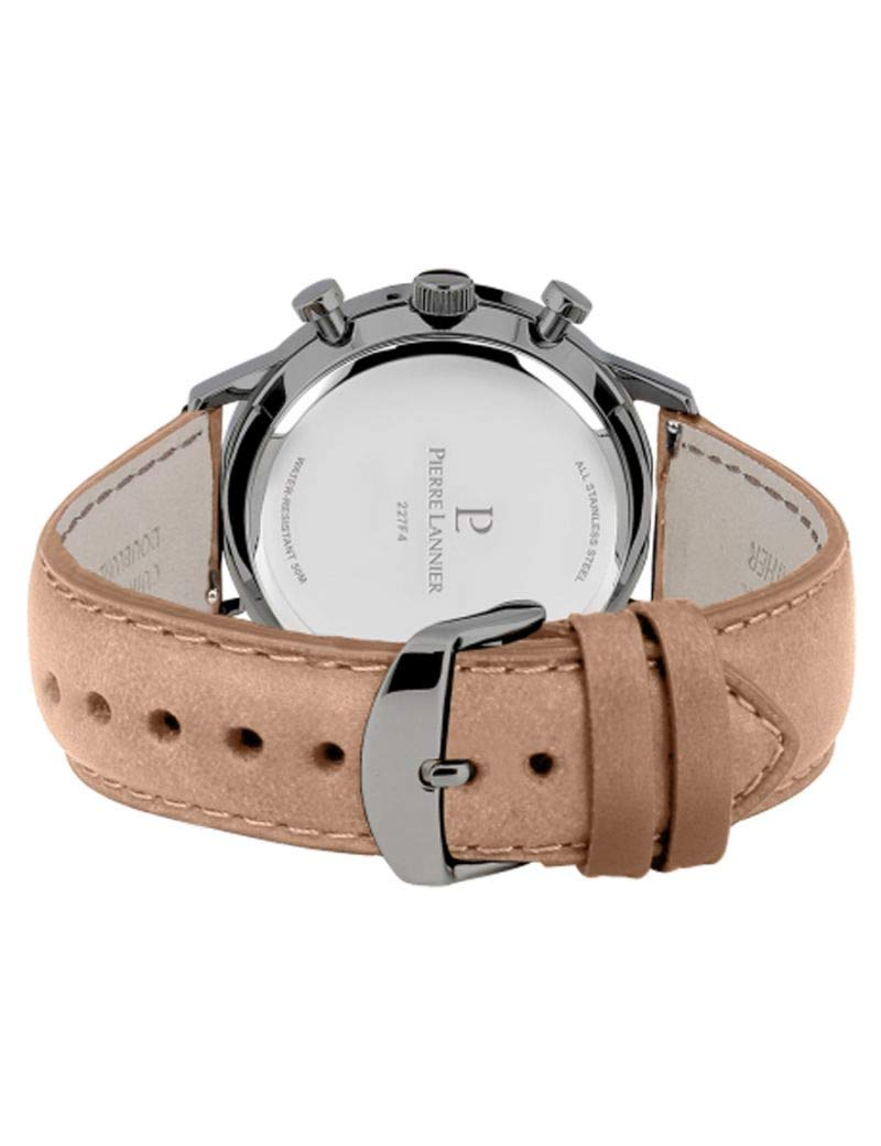 pierre-lannier-dune-227f484-montre-homme-chronographe-acier-gris-43-mm-cuir-sabl image 4