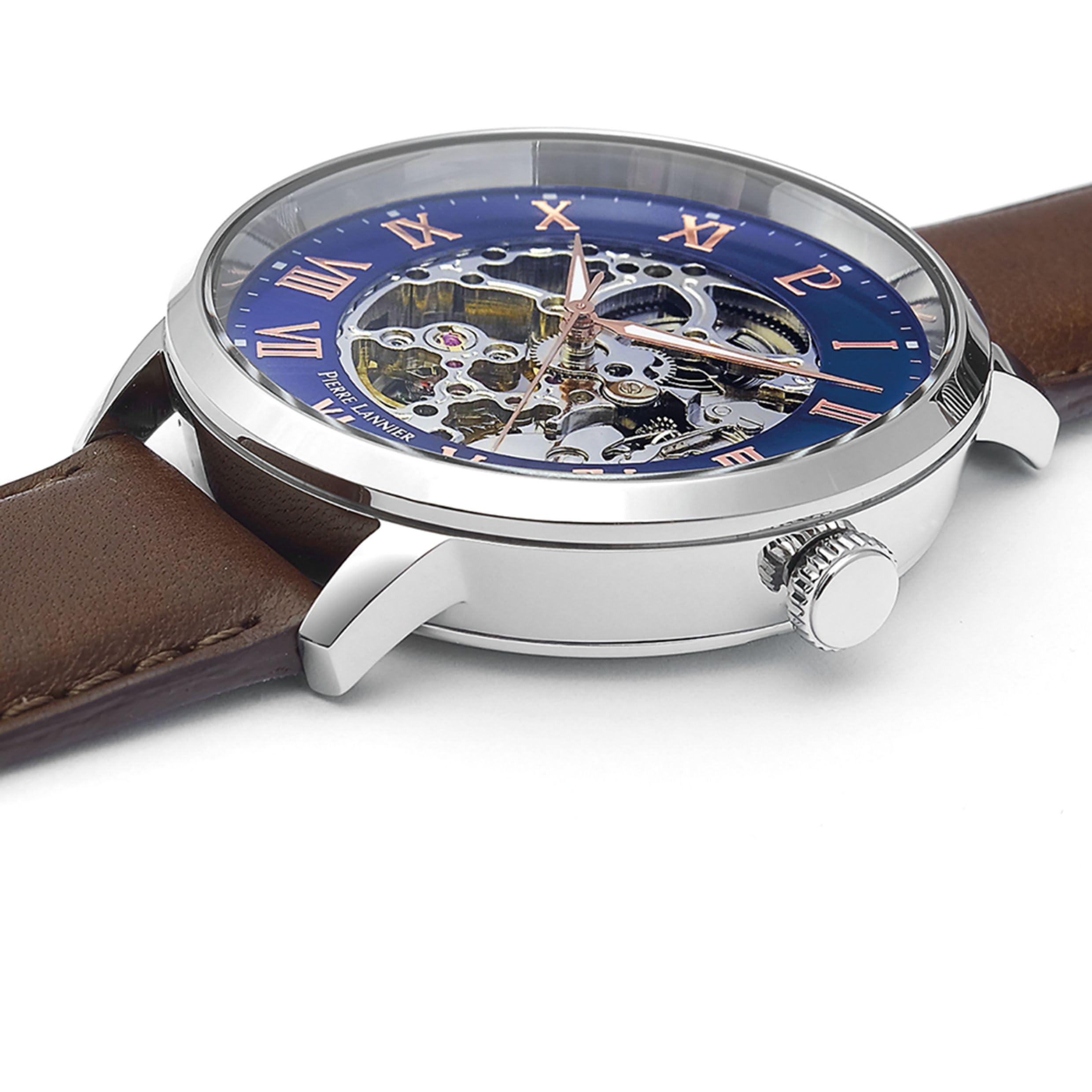 pierre-lannier-322b164-montre-homme-automatique-42-mm-bracelet-cuir-marron image 3