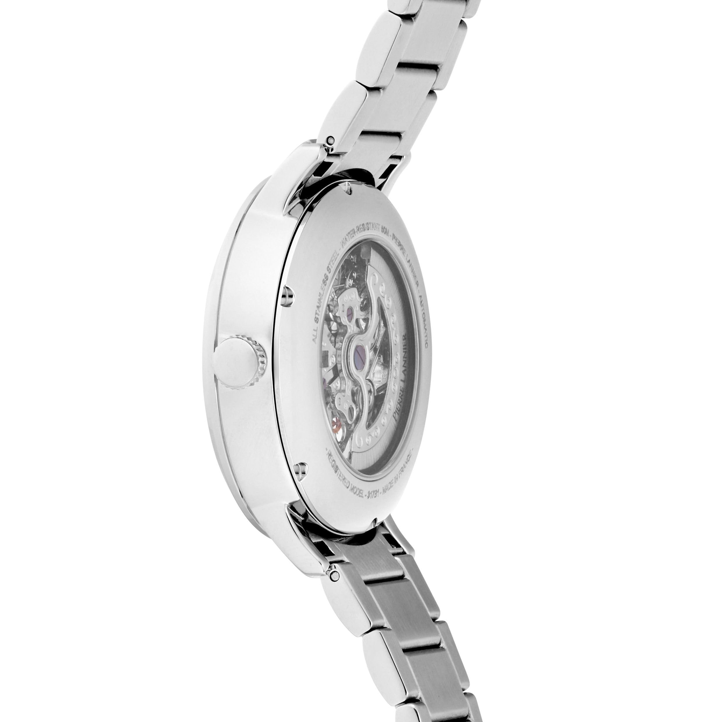 pierre-lannier-317b151-montre-automatique-squelette-bordeaux-42-mm-acier-inoxyda image 2