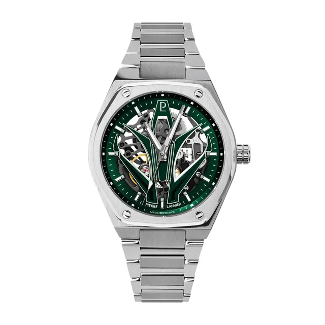 pierre-lannier-ardent-montre-automatique-42-5-mm-cadran-vert-squelette-acier-5-a image 1
