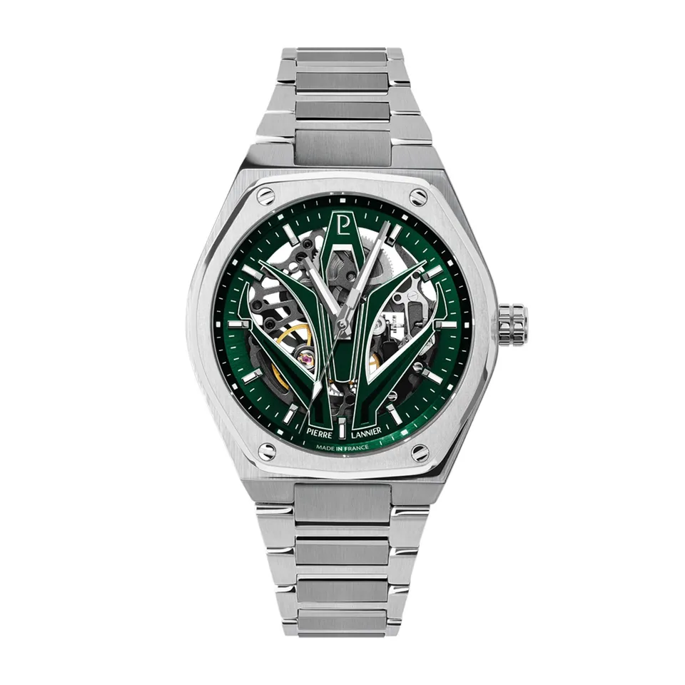 pierre-lannier-ardent-montre-automatique-42-5-mm-cadran-vert-squelette-acier-5-a image 1