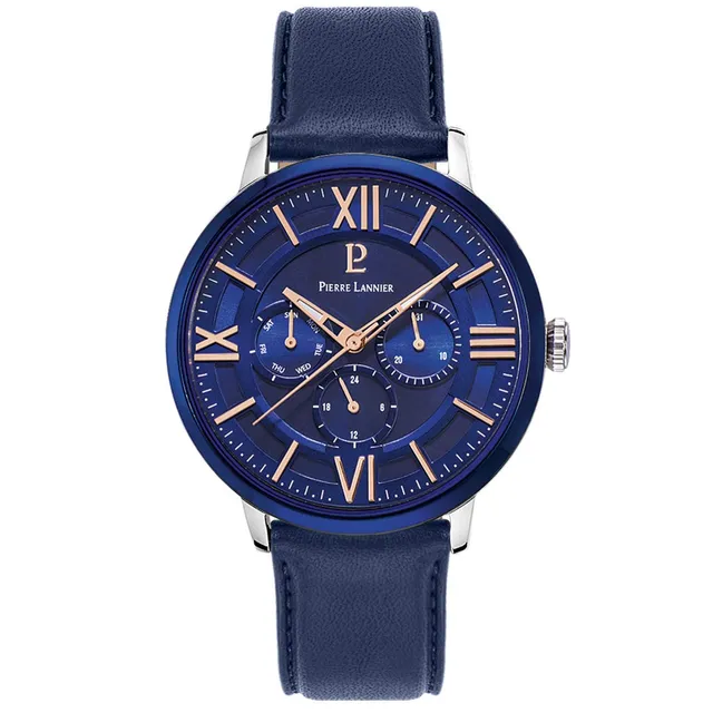 pierre-lannier-beaucour-montre-homme-quartz-42-mm-253c166-bracelet-cuir-bleu-cad image 1