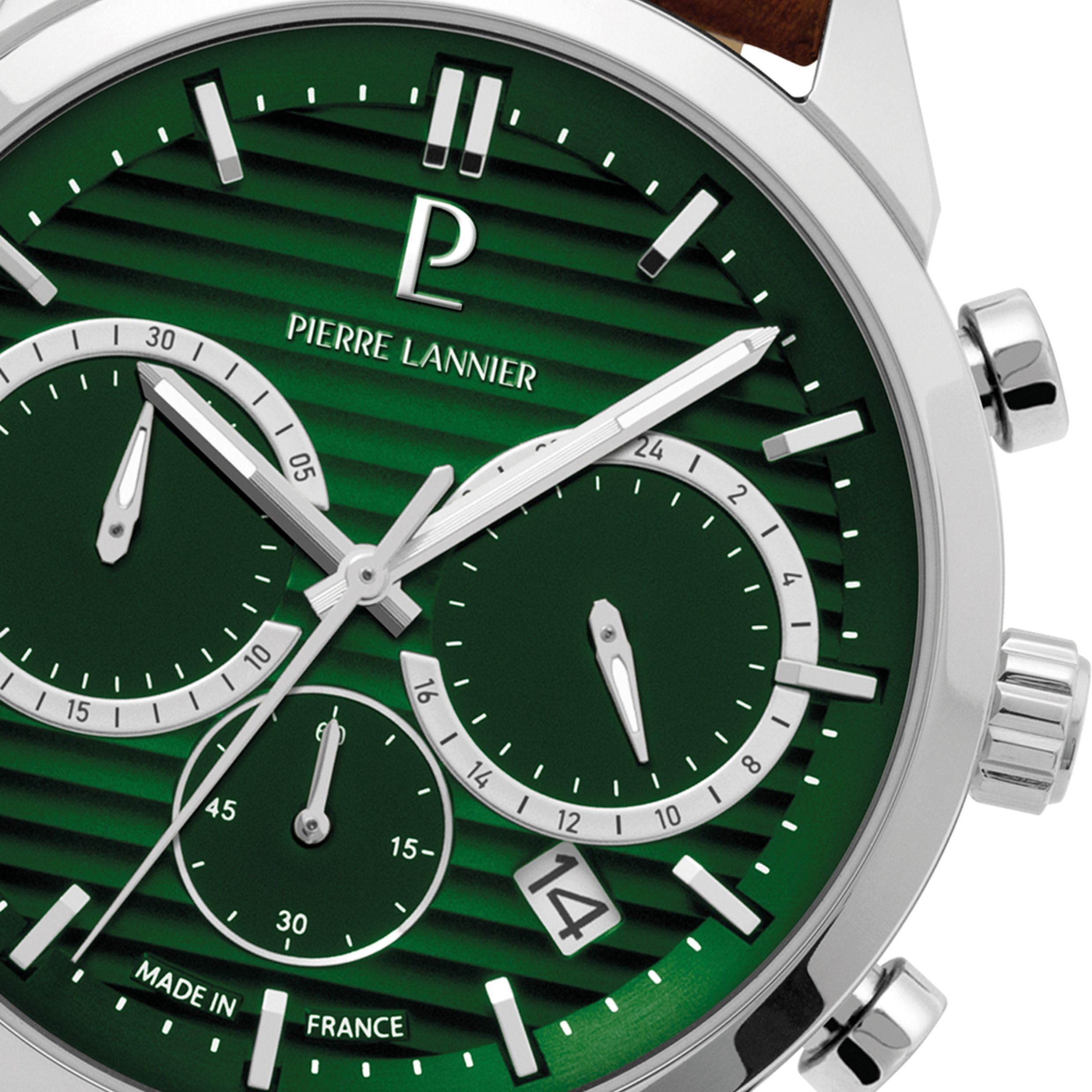 pierre-lannier-monarck-chronographe-quartz-43-mm-cadran-vert-acier-inoxydable image 4