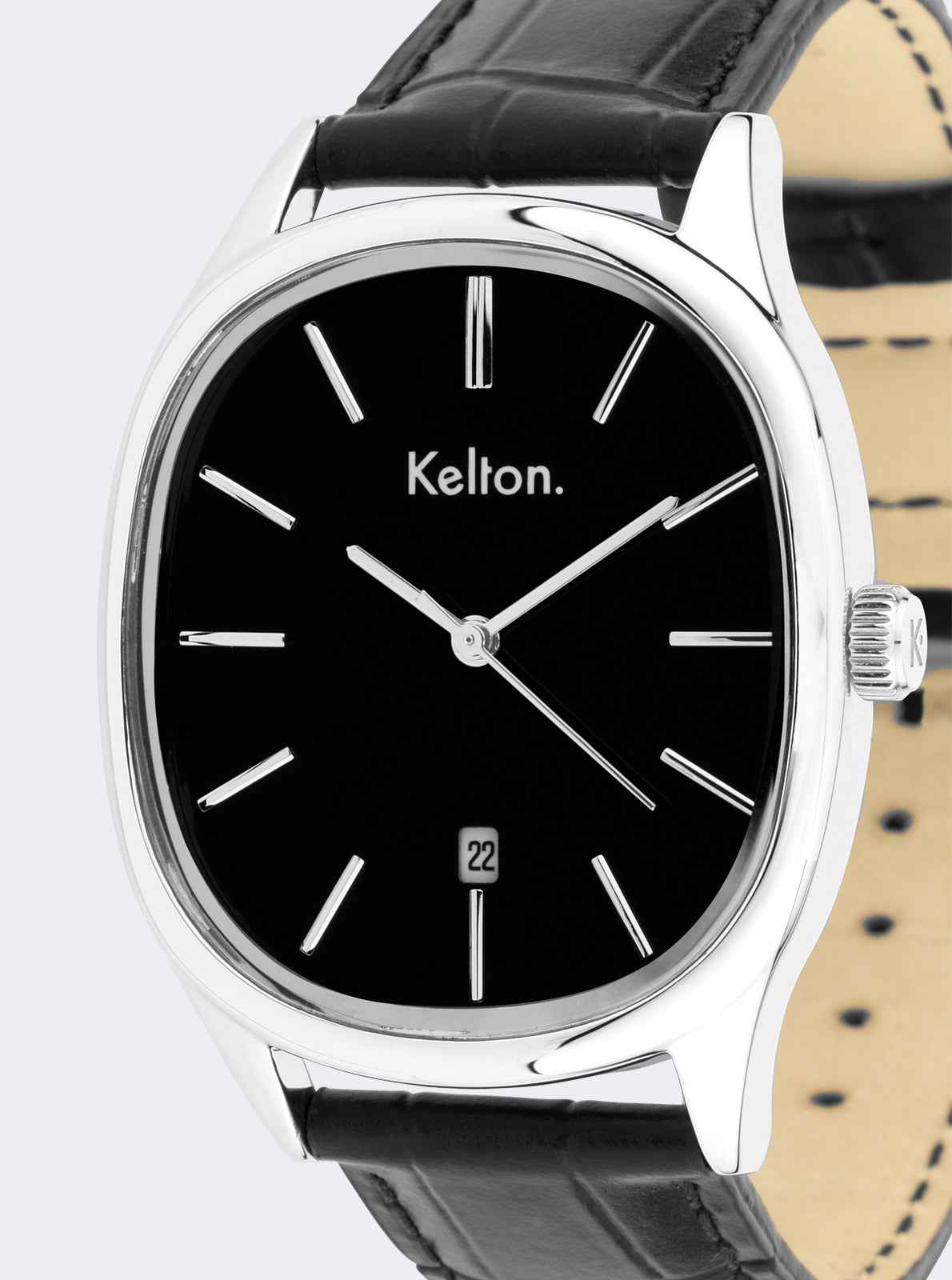 kelton-grande-colorama-noire-montre-35mm-date-acier image 3