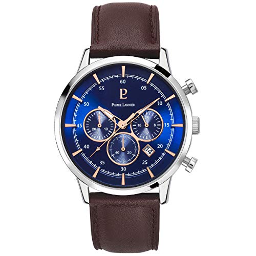 pierre-lannier-224g169-montre-homme-43-mm-bracelet-cuir-marron-cadran-argent image 5