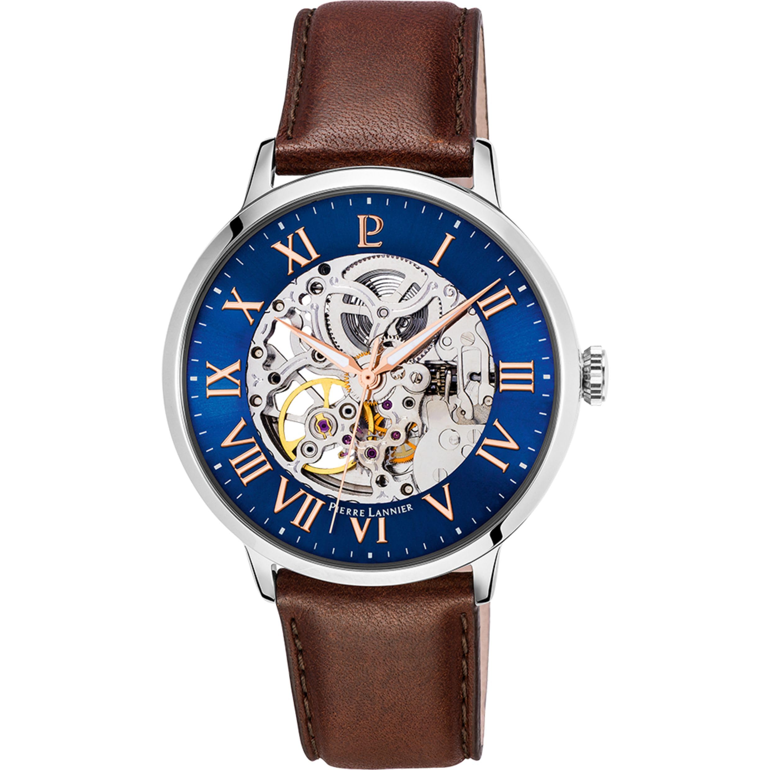 pierre-lannier-322b164-montre-homme-automatique-42-mm-bracelet-cuir-marron image 2
