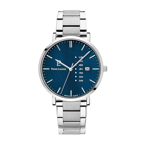 pierre-lannier-data-date-bleu-montre-homme-quartz-42-mm-acier-cuir-marron-3-atm image 8