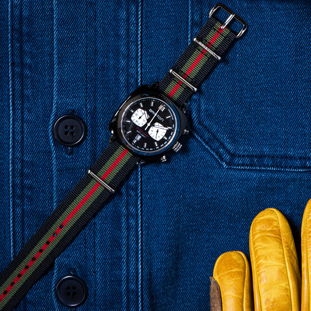 briston-bracelet-nato-20-mm-noir-vert-rouge image 2