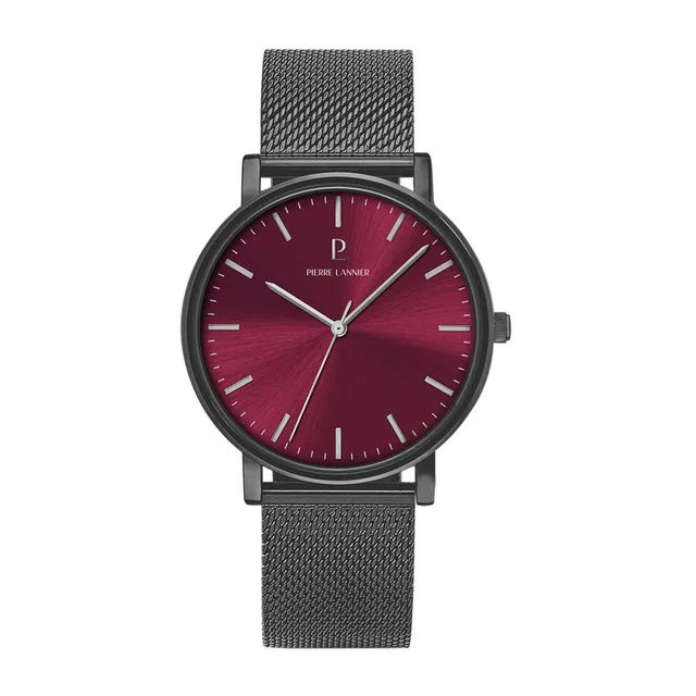 pierre-lannier-essential-montre-quartz-40-5-mm-cadran-rouge-acier-inoxydable-5-a image 1