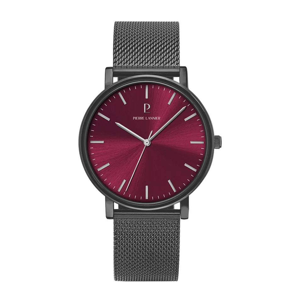 pierre-lannier-essential-montre-quartz-40-5-mm-cadran-rouge-acier-inoxydable-5-a image 1