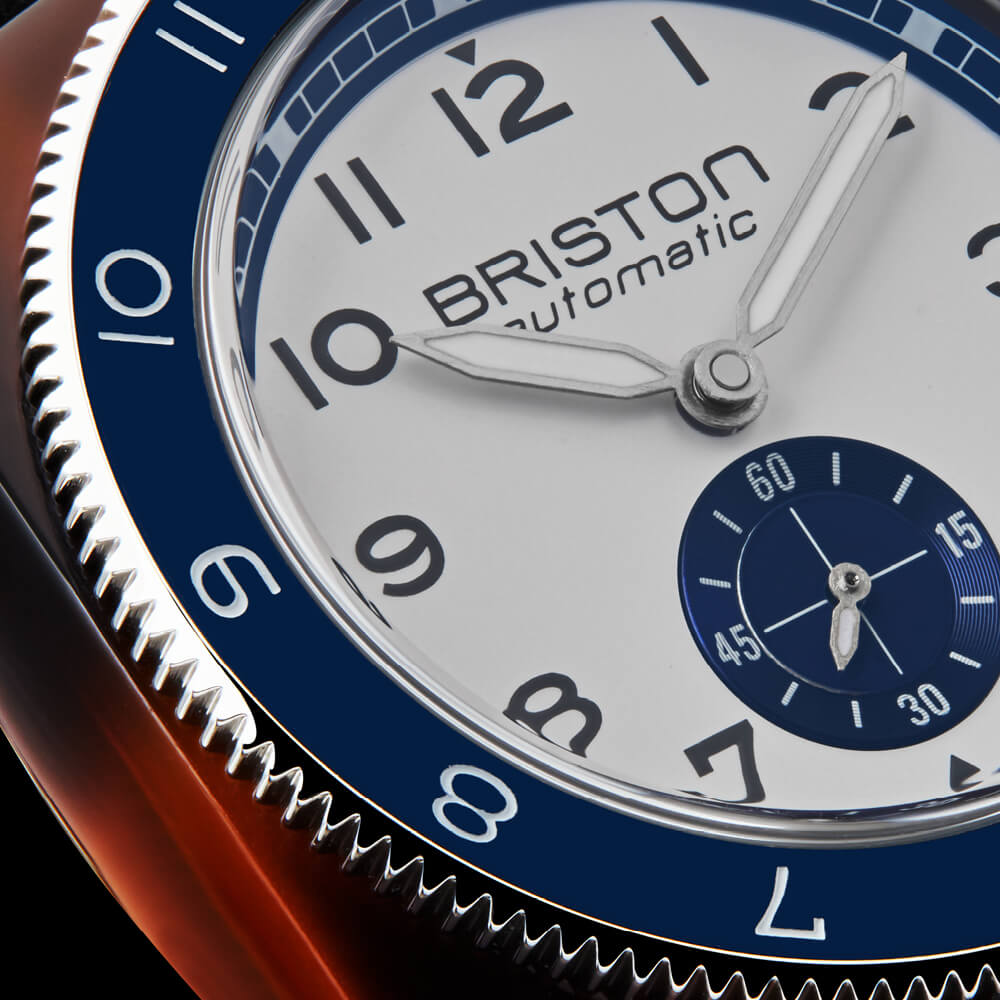 briston-clubmaster-legend-petite-seconde-39-mm-automatique-blanc-bleu image 2