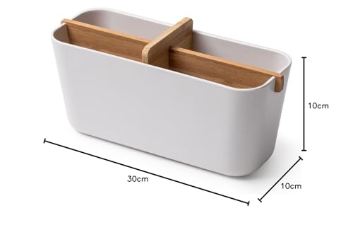 lexon-lh40w8-rangement-salle-de-bain-4-compartiments-bambou-blanc-21-x-8-x-8-8-c image 4