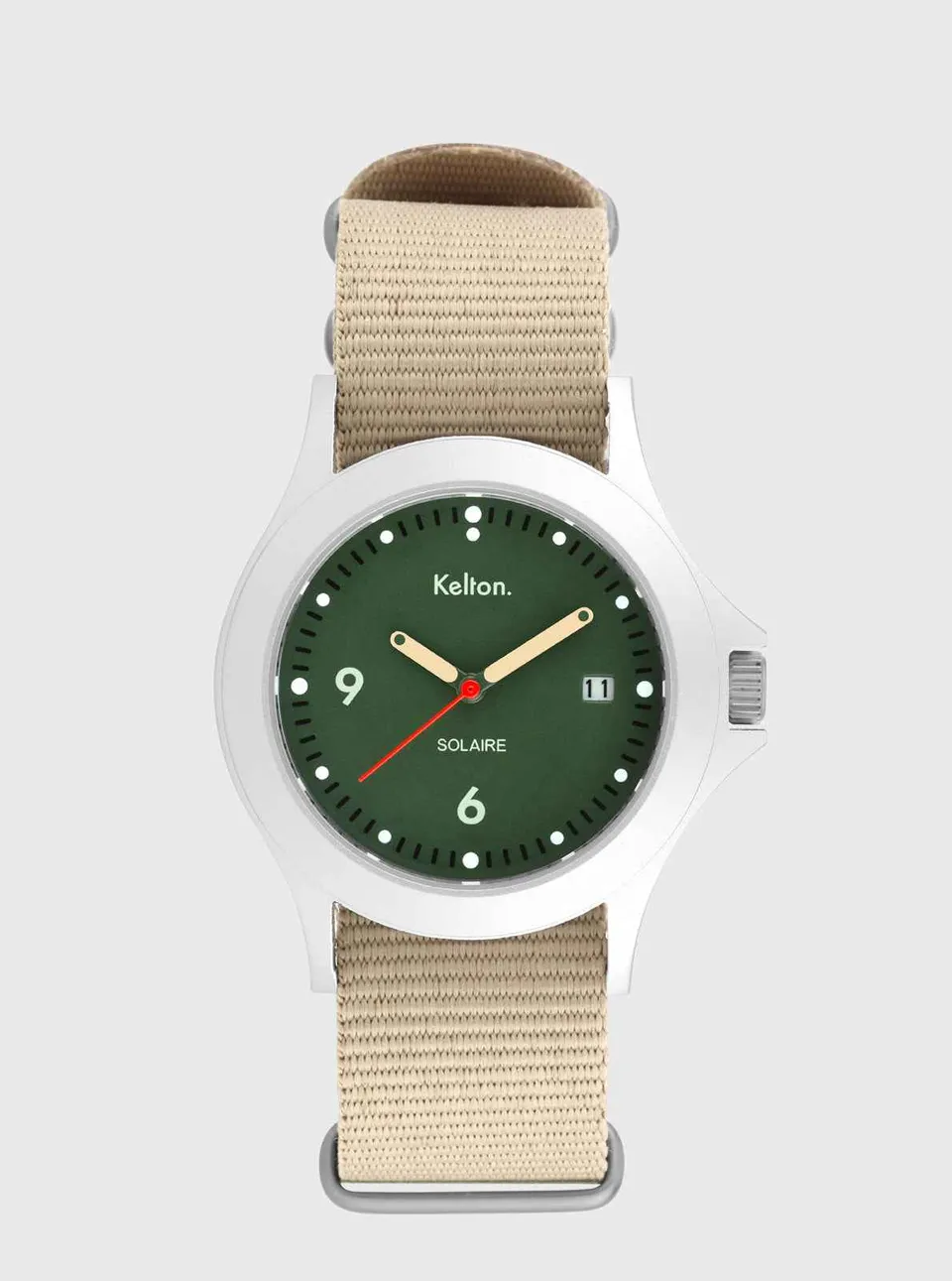 kelton-solaire-soleil-vert-montre-solaire-bracelet-nato image 1