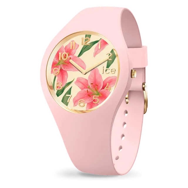 ice-watch-ice-flower-soft-pink-lily-montre-femme-florale-rose-poudr image 1