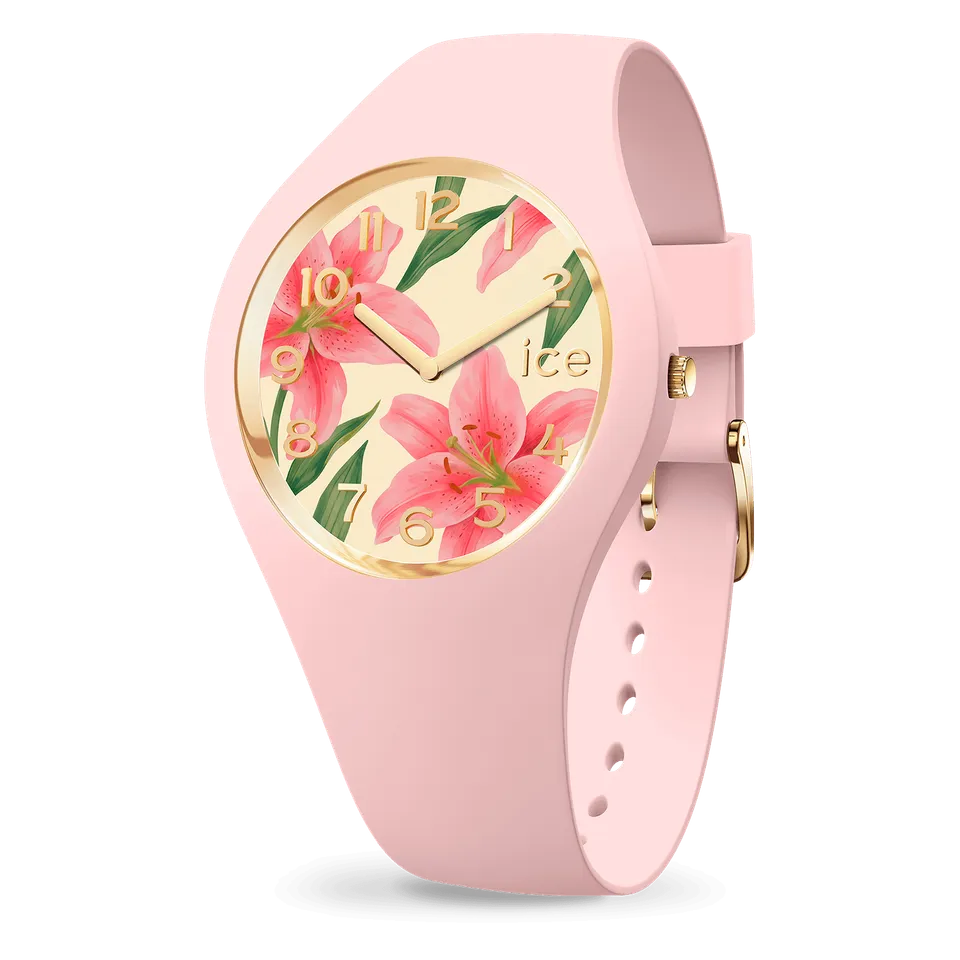 ice-watch-ice-flower-soft-pink-lily-montre-femme-florale-rose-poudr image 1