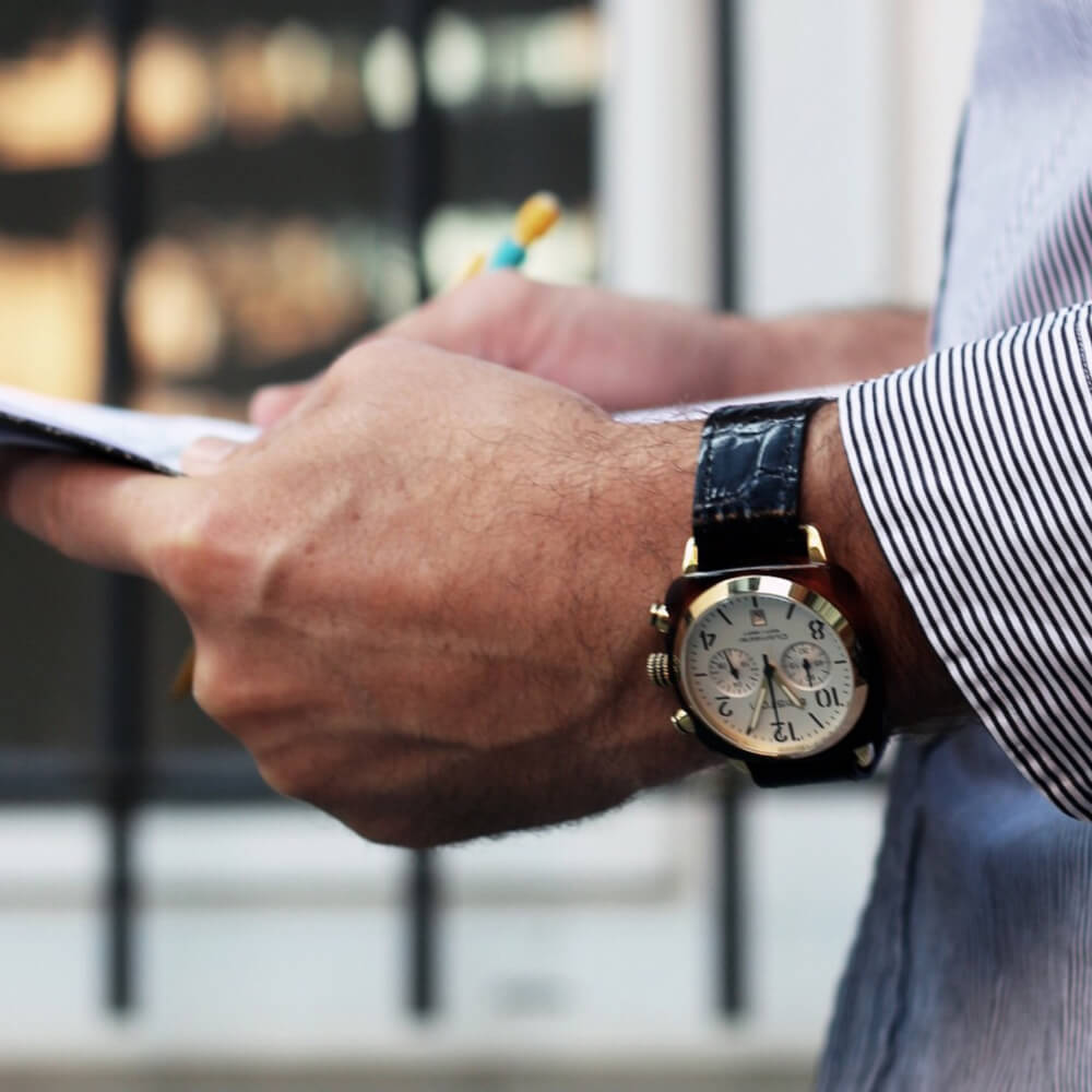 briston-clubmaster-classic-montre-chronographe-40-mm-gold-blanc image 2