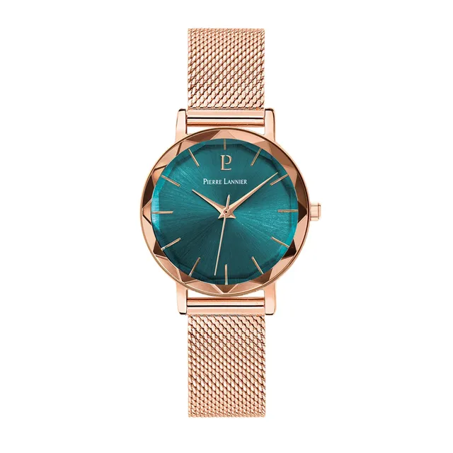 pierre-lannier-multiples-montre-femme-quartz-cadran-vert-bracelet-milanais-or-ro image 1