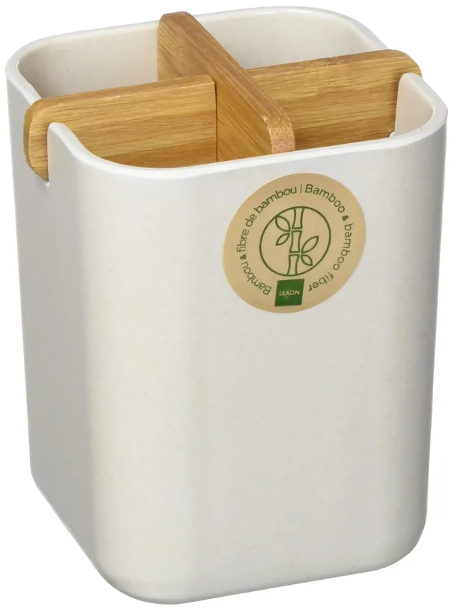 lexon-lh39w8-pot-pour-brosse-dent-bambou-blanc-8-4-x-8-4-x-10-5-cm image 1