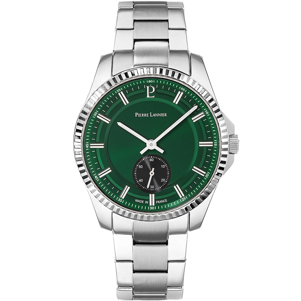 pierre-lannier-m-tropolitain-246g171-montre-homme-acier-cadran-vert image 1