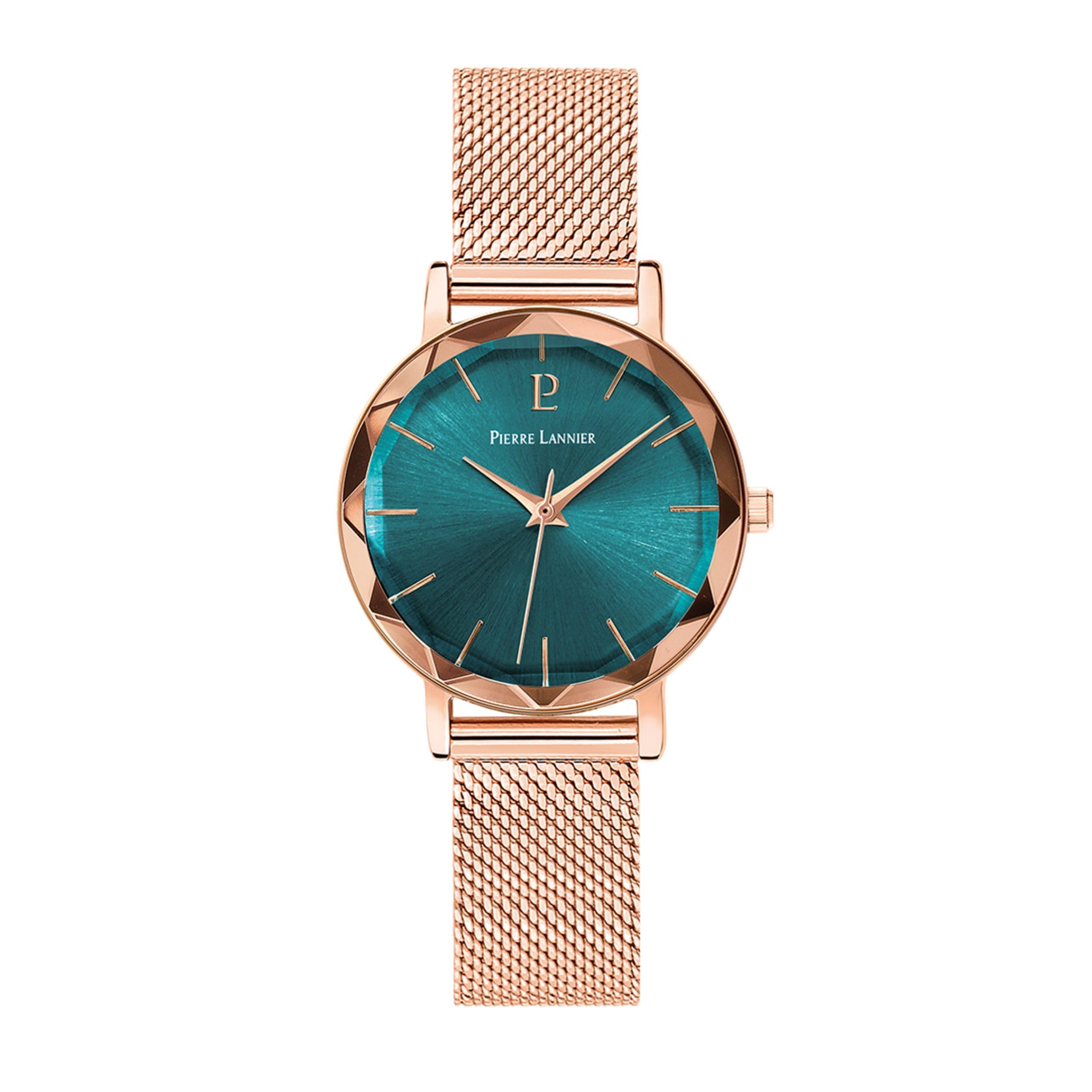 pierre-lannier-multiples-montre-femme-quartz-cadran-vert-bracelet-milanais-or-ro image 1