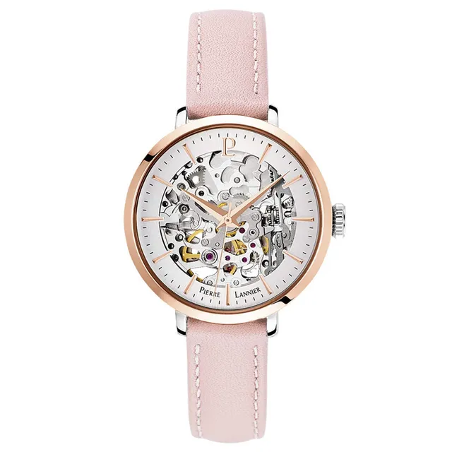 pierre-lannier-312b625-montre-femme-automatique-35-mm-bracelet-cuir-rose image 1