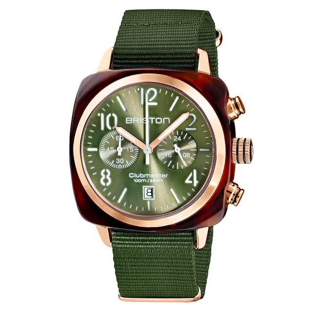 briston-clubmaster-classic-chronographe-40-mm-rose-gold-vert-olive image 1