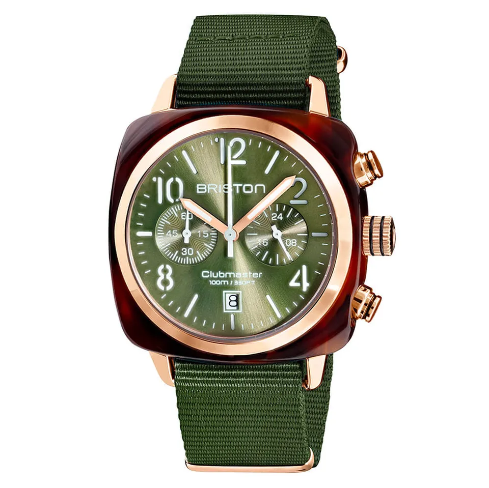briston-clubmaster-classic-chronographe-40-mm-rose-gold-vert-olive image 1